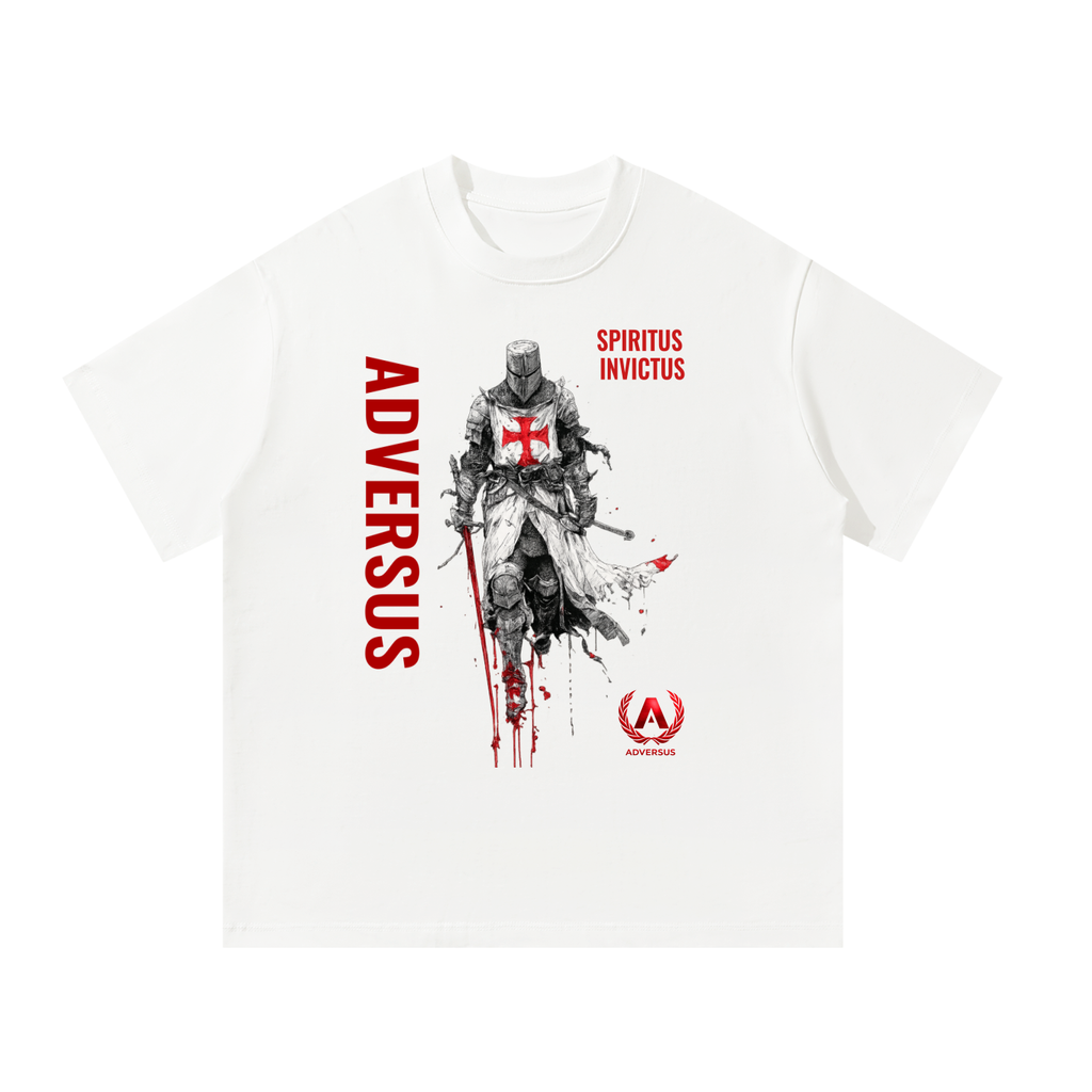 ADVERSUS: Unisex White Oversized Crusader T-Shirt
