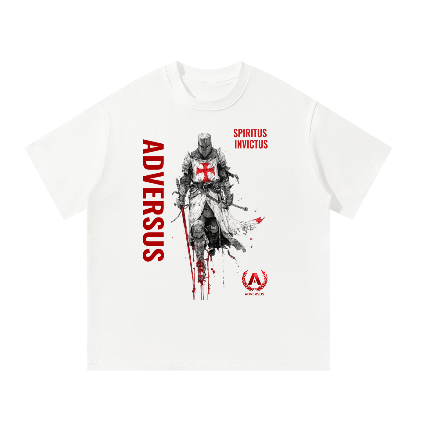ADVERSUS: Unisex White Oversized Crusader T-Shirt