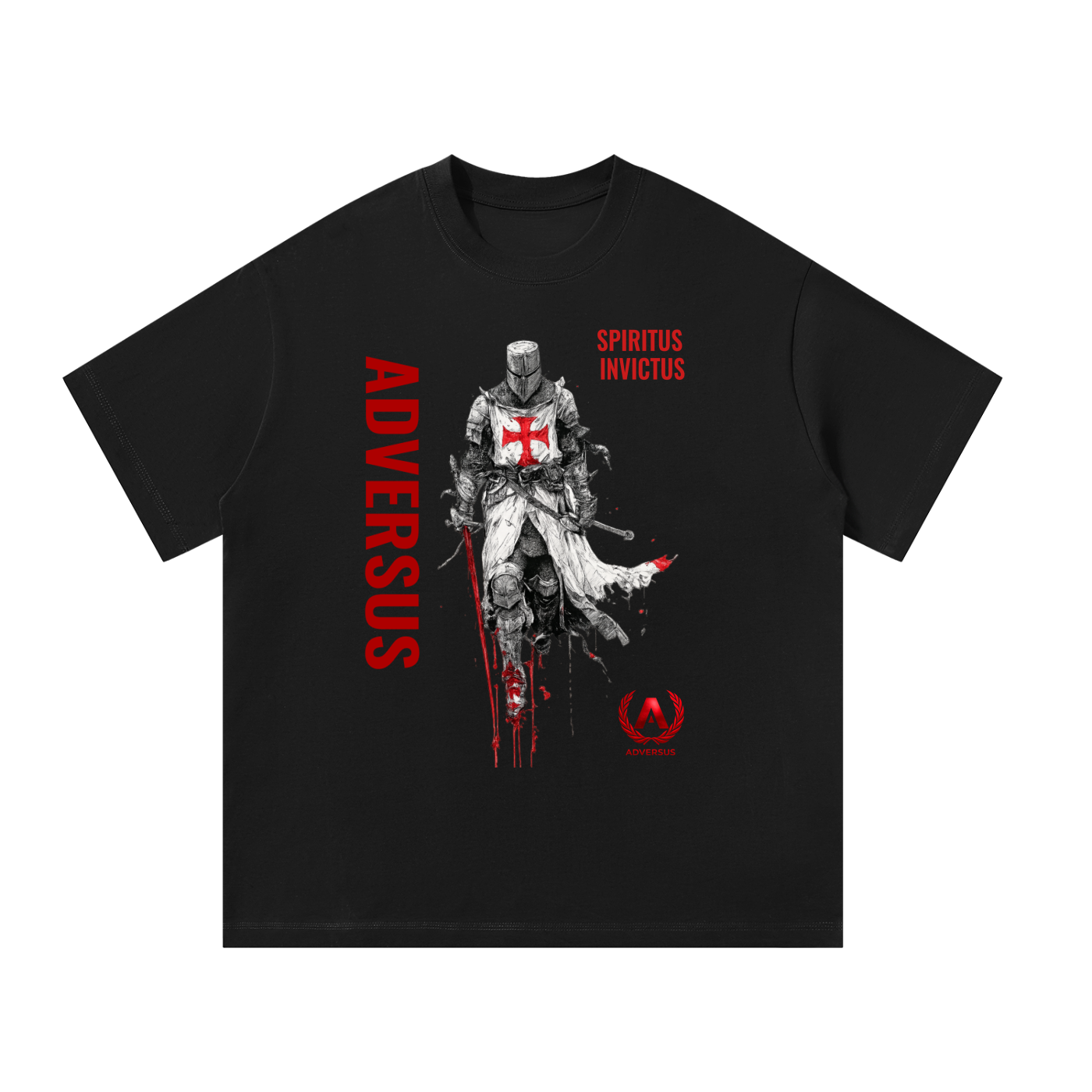 ADVERSUS: Unisex Black Oversized Crusader T-Shirt